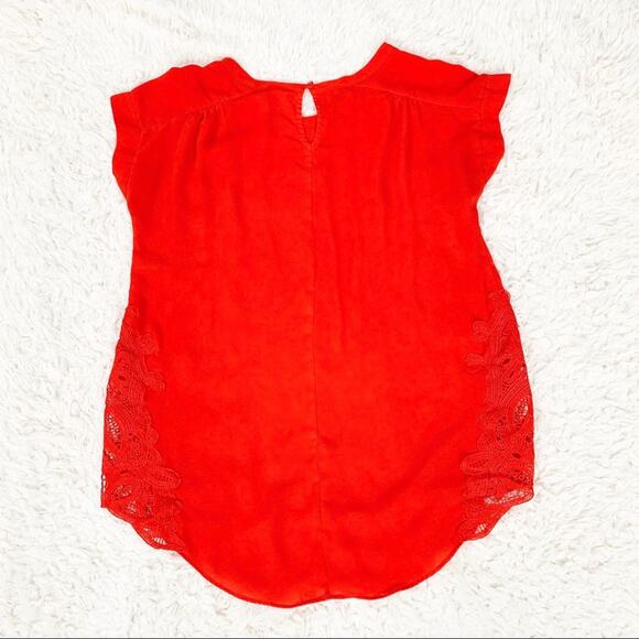 CATO EST 1946 Red Keyhole Back Lace Sides Blouse Medium - Picture 3 of 10